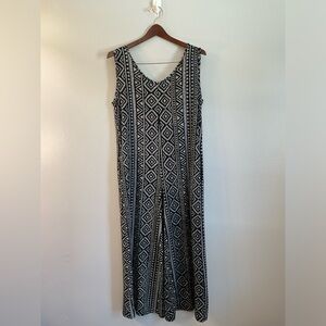 LuLaRoe Black and White Geometric Wide Leg Jumpsuit